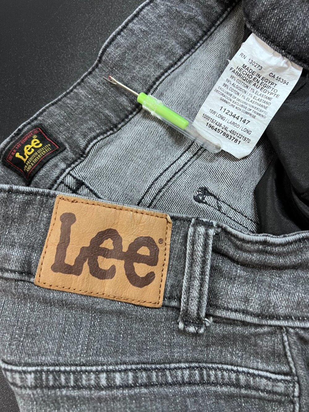 Lee Legendary High Rise Flare Jeans Gray Distressed Wash Stretch 18W Long BOHO - Picture 2 of 14